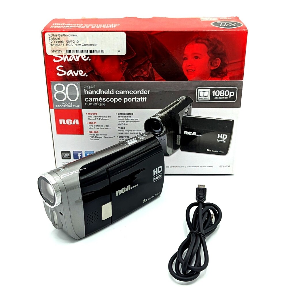 RCA EZ5100RDR Red CAMCORDER 5x Optical Zoom - w Battery & Charge Cable - Tested